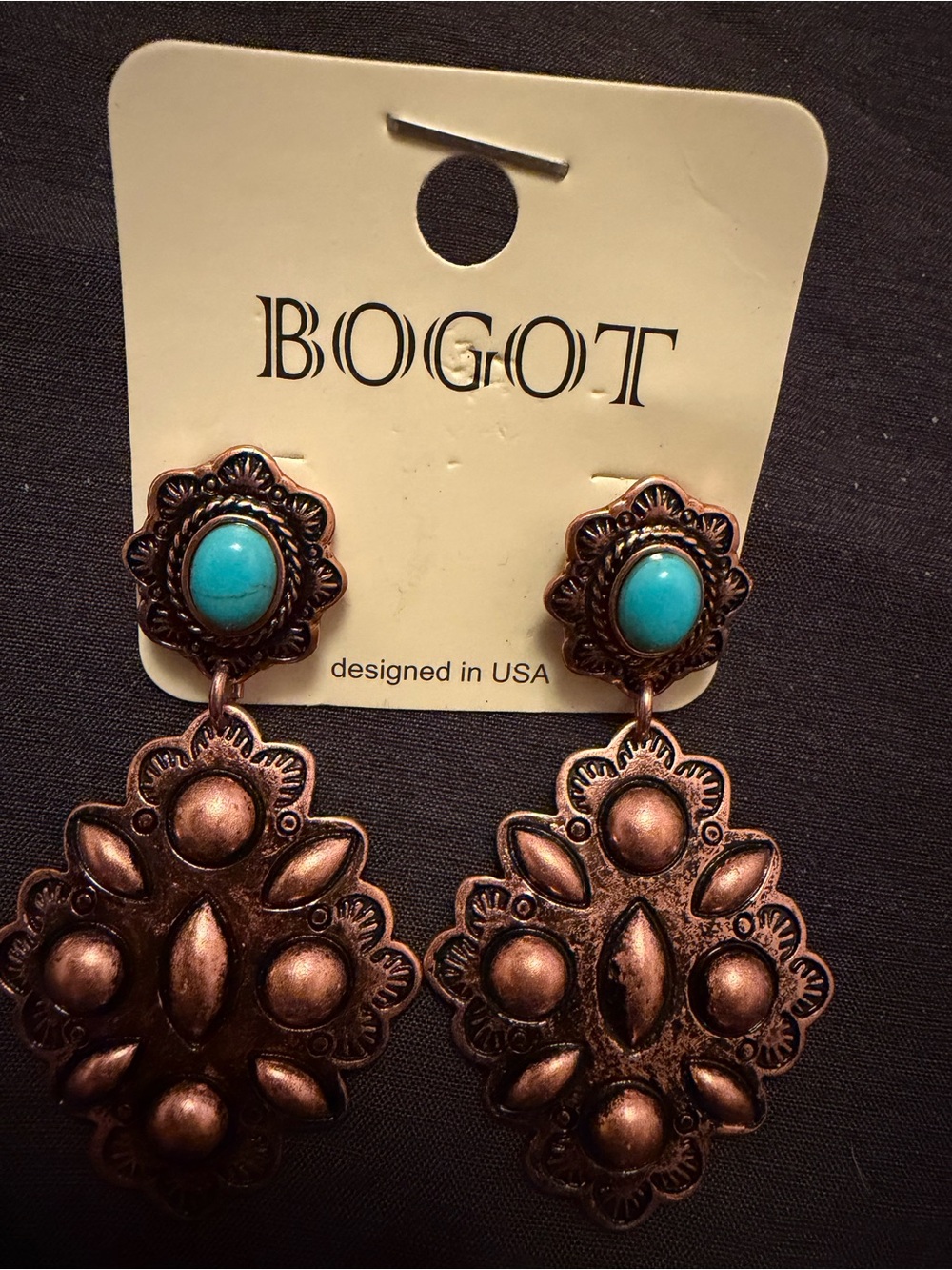 Turquoise and Copper Drop Earrings